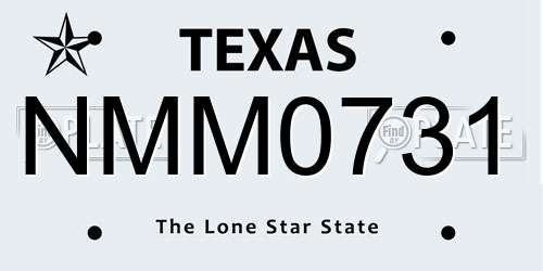 NMM0731 Texas License Plate