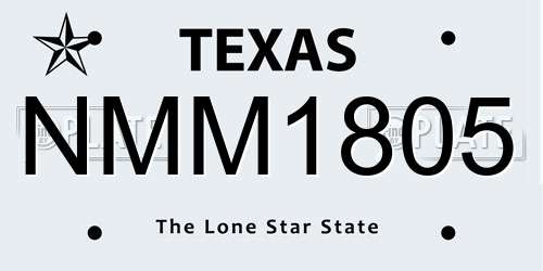 NMM1805 Texas License Plate