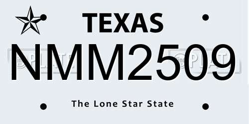 NMM2509 Texas License Plate