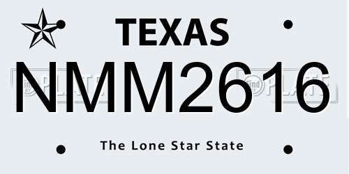 NMM2616 Texas License Plate