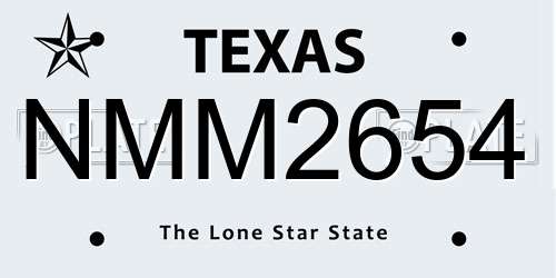 NMM2654 Texas License Plate