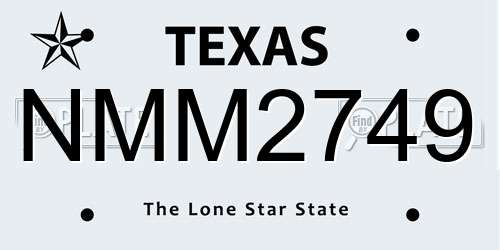 NMM2749 Texas License Plate