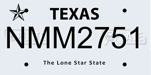 NMM2751 Texas License Plate