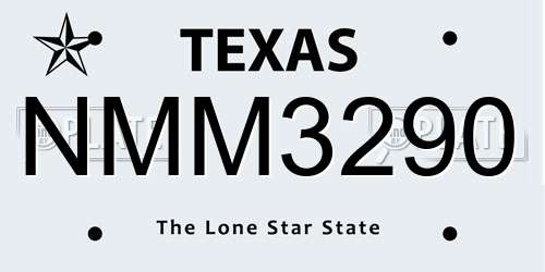 NMM3290 Texas License Plate