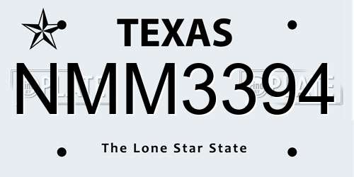 NMM3394 Texas License Plate