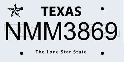 NMM3869 Texas License Plate