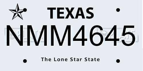 NMM4645 Texas License Plate