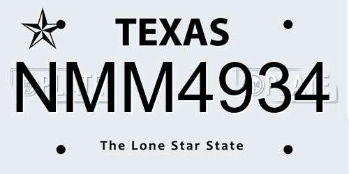 NMM4934 Texas License Plate