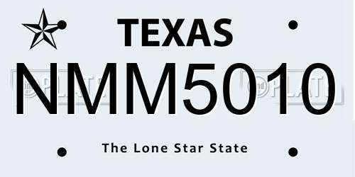 NMM5010 Texas License Plate