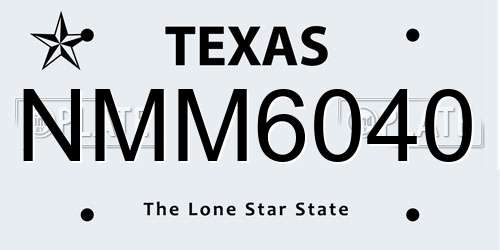 NMM6040 Texas License Plate
