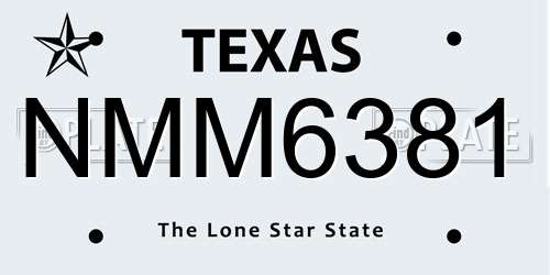 NMM6381 Texas License Plate