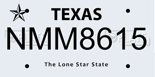 NMM8615 Texas License Plate