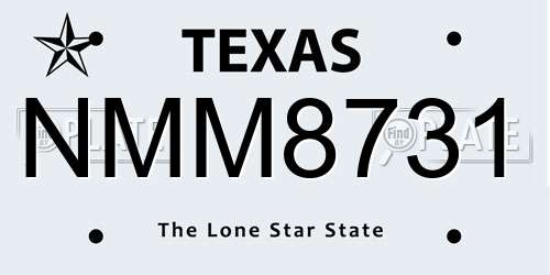 NMM8731 Texas License Plate