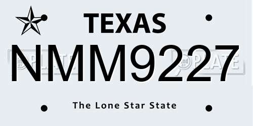 NMM9227 Texas License Plate