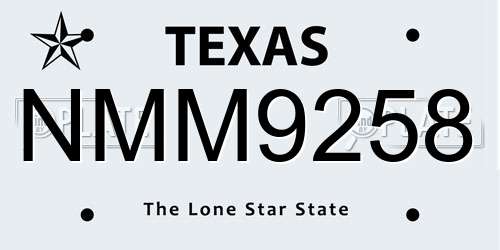 NMM9258 Texas License Plate