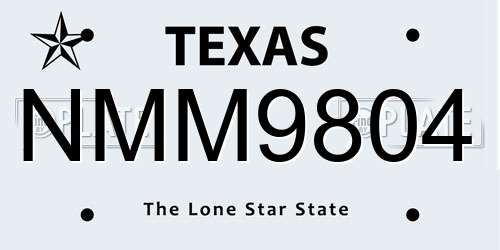 NMM9804 Texas License Plate