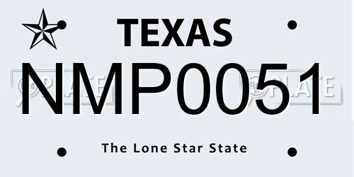 NMP0051 Texas License Plate