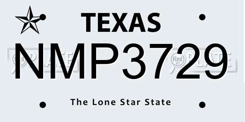 NMP3729 Texas License Plate