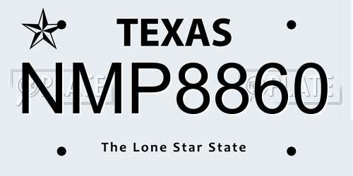 NMP8860 Texas License Plate