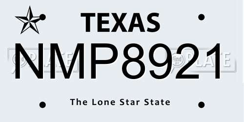 NMP8921 Texas License Plate
