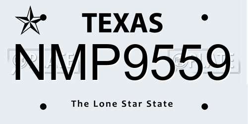 NMP9559 Texas License Plate