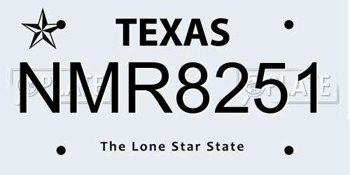 NMR8251 Texas License Plate