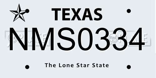 NMS0334 Texas License Plate
