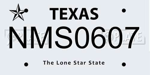 NMS0607 Texas License Plate