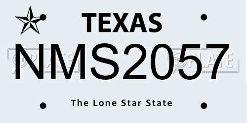 NMS2057 Texas License Plate