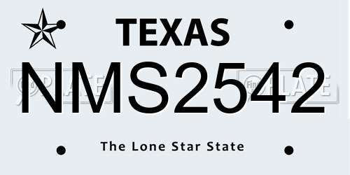 NMS2542 Texas License Plate