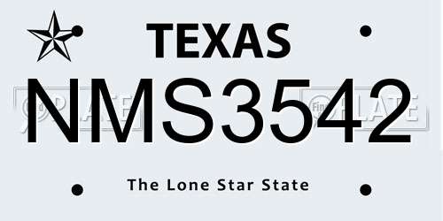 NMS3542 Texas License Plate