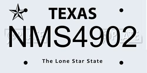 NMS4902 Texas License Plate