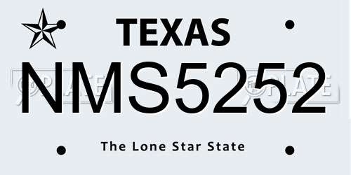 NMS5252 Texas License Plate