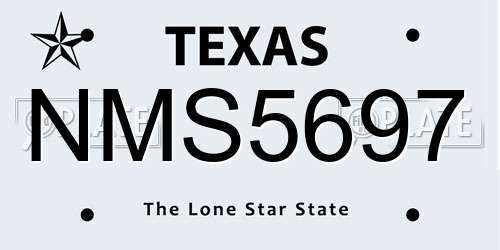 NMS5697 Texas License Plate