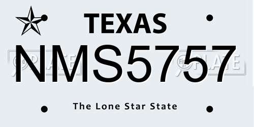 NMS5757 Texas License Plate