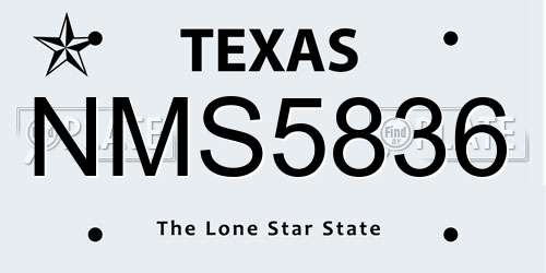 NMS5836 Texas License Plate