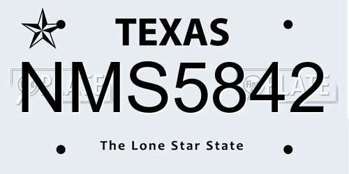 NMS5842 Texas License Plate