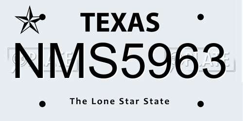 NMS5963 Texas License Plate
