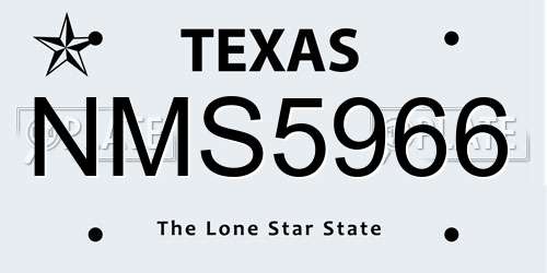 NMS5966 Texas License Plate