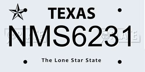 NMS6231 Texas License Plate
