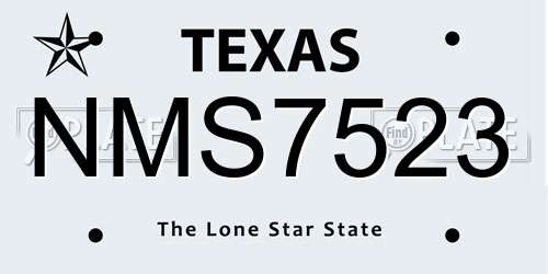 NMS7523 Texas License Plate