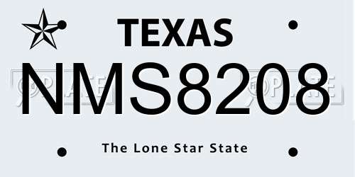 NMS8208 Texas License Plate