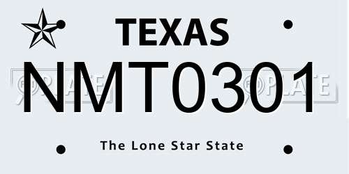 NMT0301 Texas License Plate