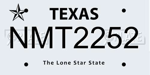 NMT2252 Texas License Plate