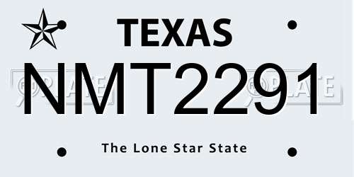 NMT2291 Texas License Plate