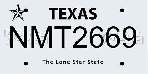 NMT2669 Texas License Plate