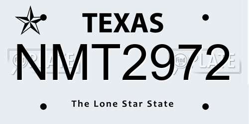 NMT2972 Texas License Plate