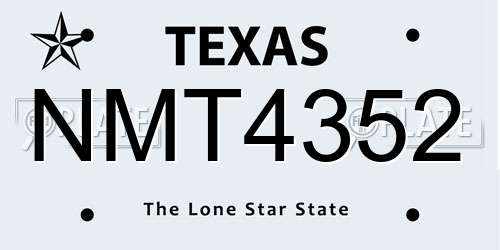 NMT4352 Texas License Plate