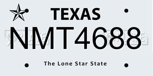 NMT4688 Texas License Plate