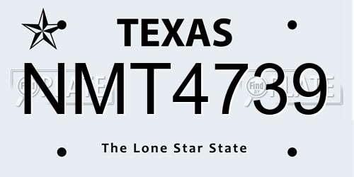 NMT4739 Texas License Plate